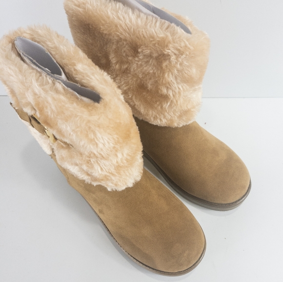 GBG Los Angeles Aleya Faux Fur Winter Boots Honey Glaze -6 - Picture 3 of 4